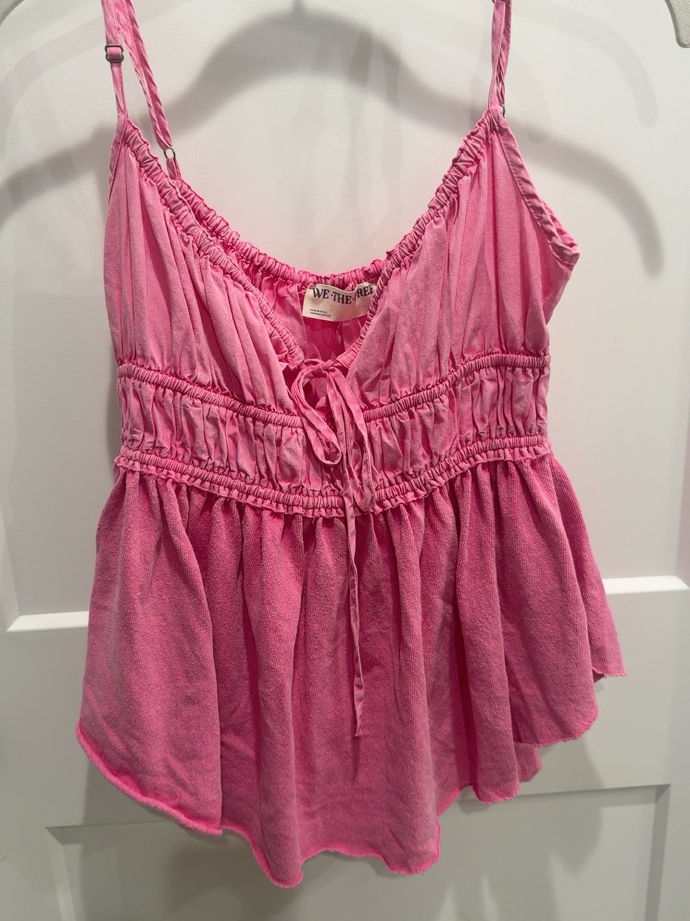 We The Free Pink Smocked Tie-Front Cami